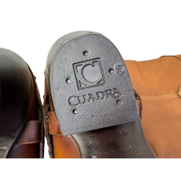 CUADRA Cowgirl Mexican Western Leather Cowhide Boots CU202 Honey Stud Harness 7 - Picture 10 of 11